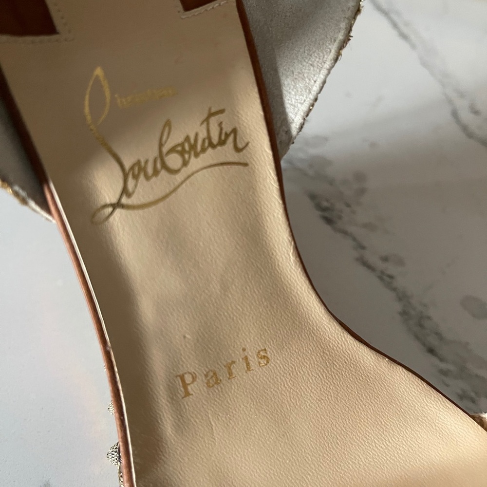 🔥🔥sold🔥🔥 Christian Louboutin Brown Cordorella Sandal Wedge - Picture 4 of 9